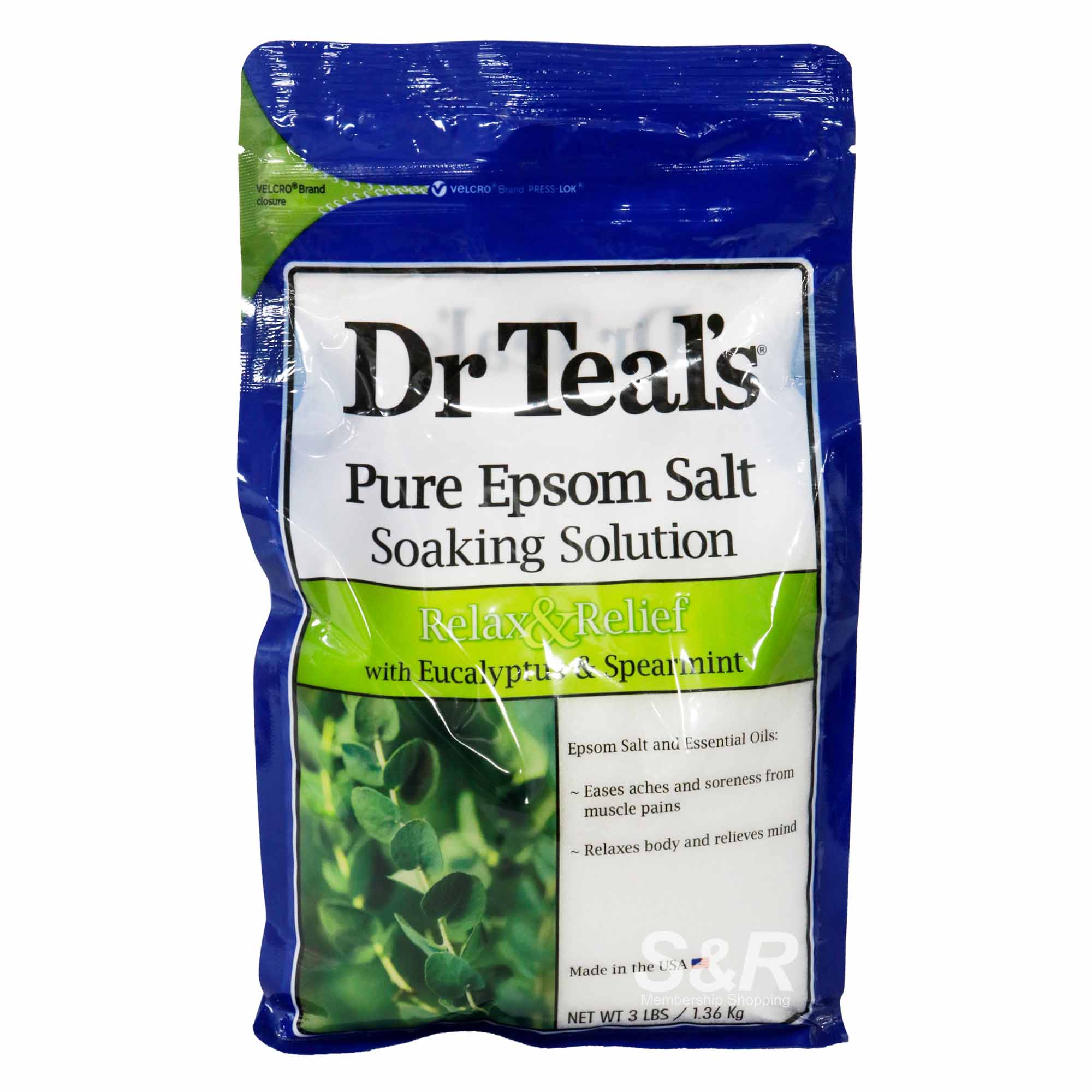 Dr. Teal's Pure Epsom Salt Soaking Solution Relax and Relief with Eucalyptus Spearmint 1.36kg